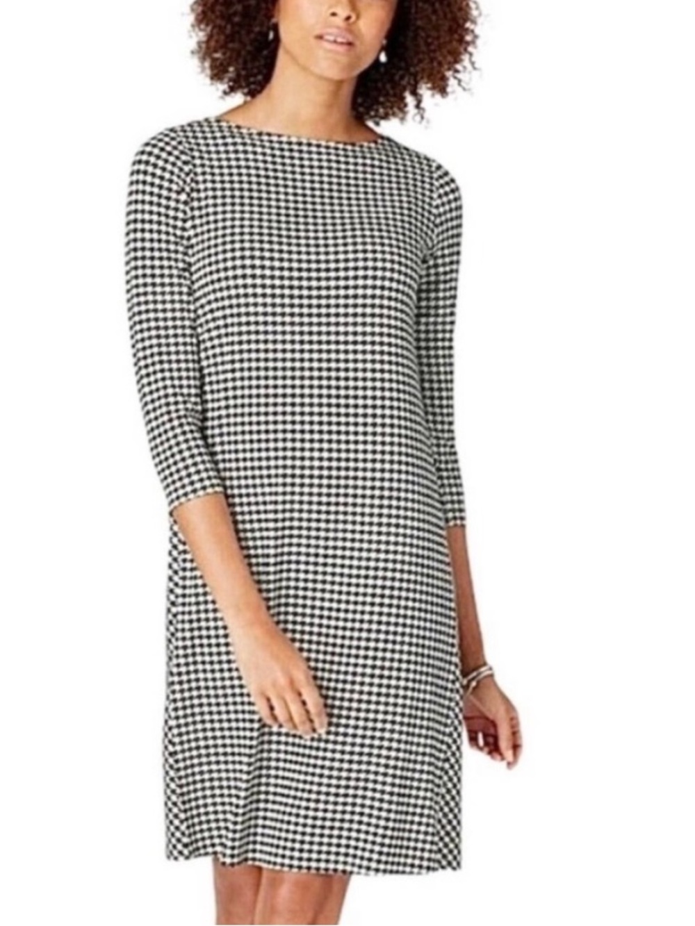 J. Jill Wearever Collection houndstooth swing dress size medium petite SP